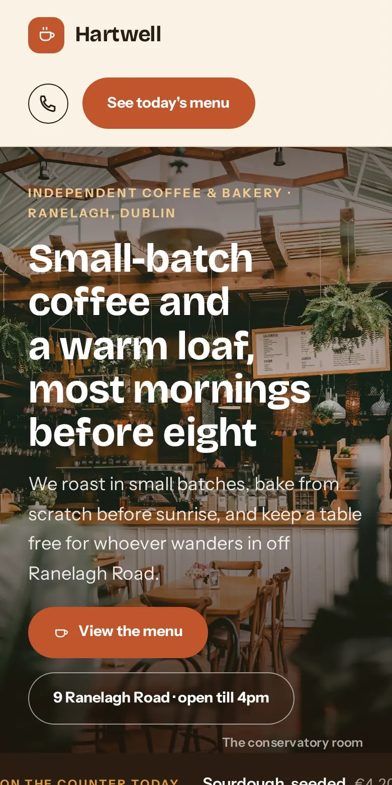 The same website on a phone